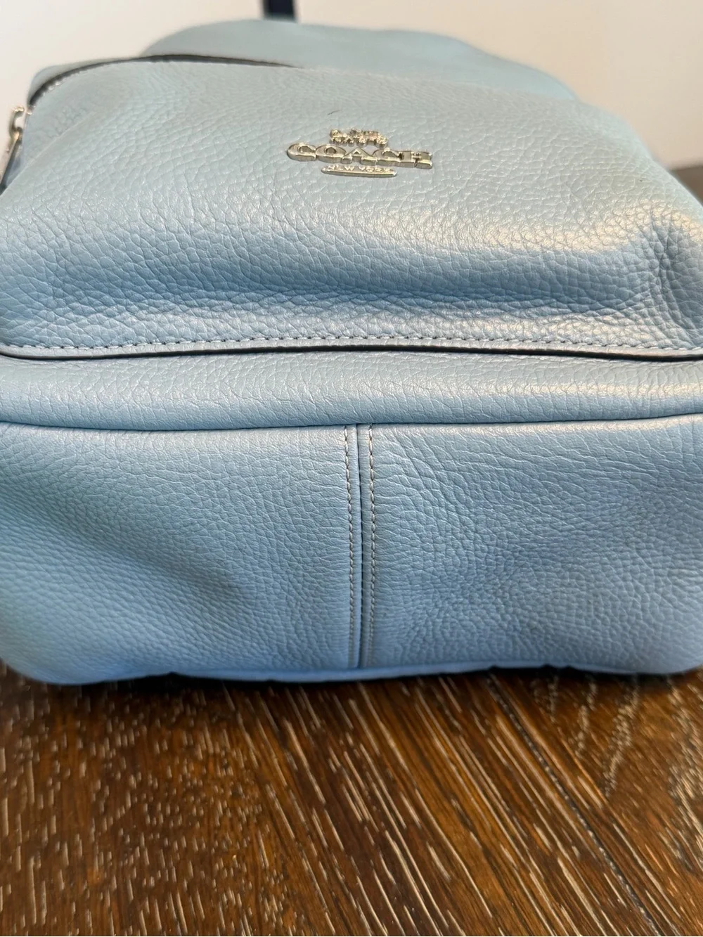 Coach Charlie Mini Backpack in Powder Blue Pebbled Leather
